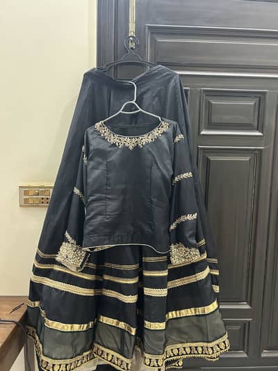 Customized Black and gold lehnga choli