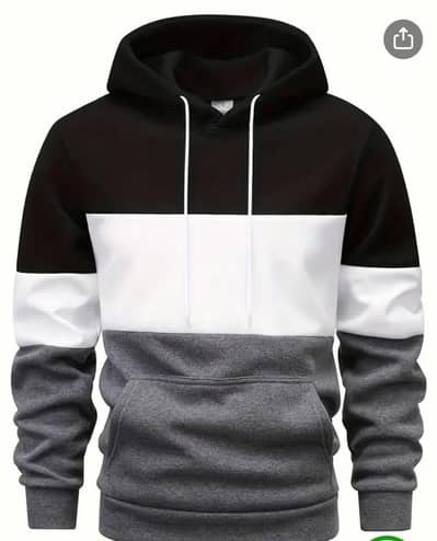 Men coler black fleece hoodie grey black white