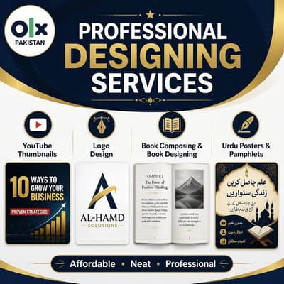 Logo maker. Urdu and English Book composing, and Thumbnail maker
