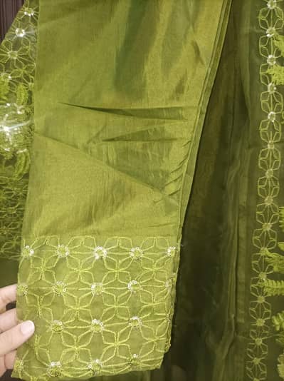 Olive green embroidered formal (organza) Suggested