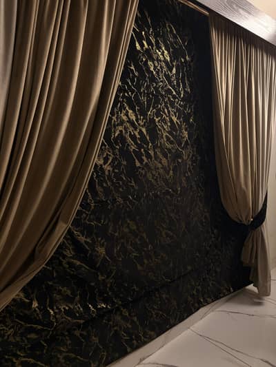 Golden black luxury velvet curtains
