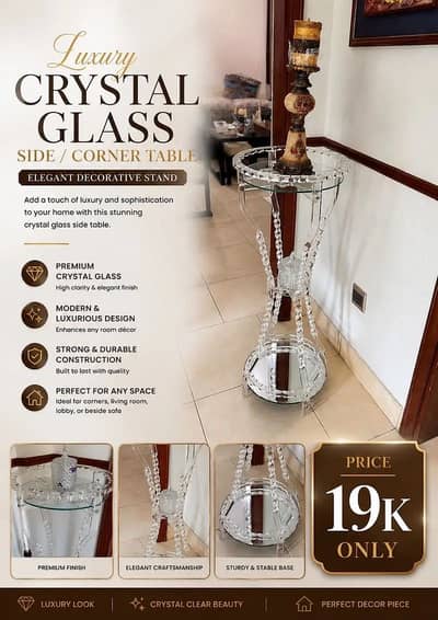 Crystal glass table  (negotiable)