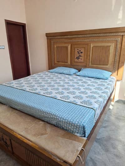 Bedroom Set (King Bed + 2 Side Tables +  Almari) - 1 Year Used