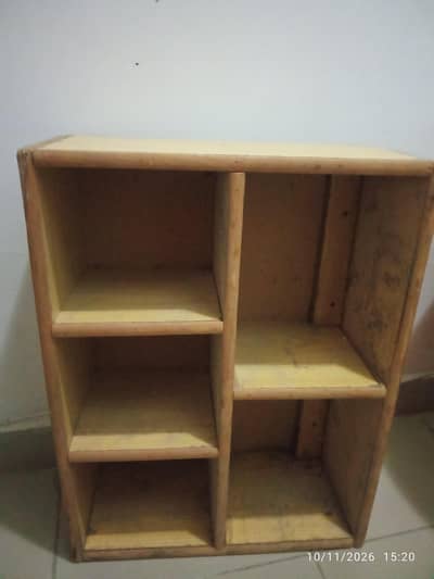 wooden shelves