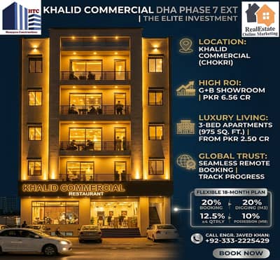 Booking - Easy 18-Month Instalments Luxury 3-Bed Apartments, Khalid Commercial (Chokri), DHA PHASE 7 EXT, KARACHI