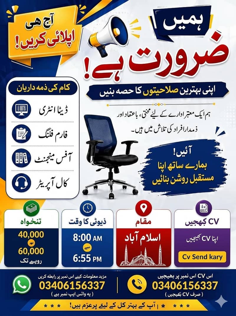 مجھے دفترمیں کام کیلئے کچھ بندے چاہیے 0