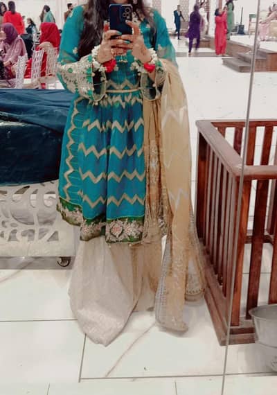 Beautiful Sky Blue Embroidered Party Wear Dress with Dupatta
