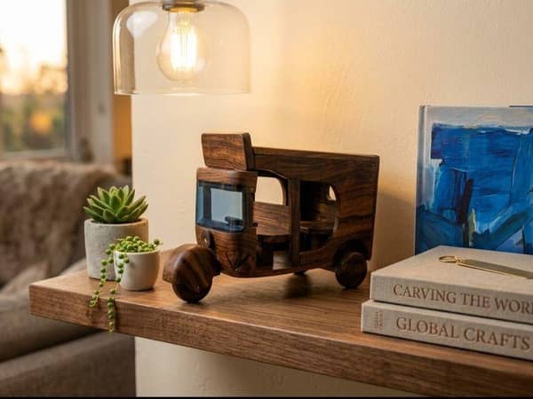 Home Decor Riksha Model | Handmade Wooden Rickshaw | Decorative Riksha for Home Decor | Mirror Work Riksha