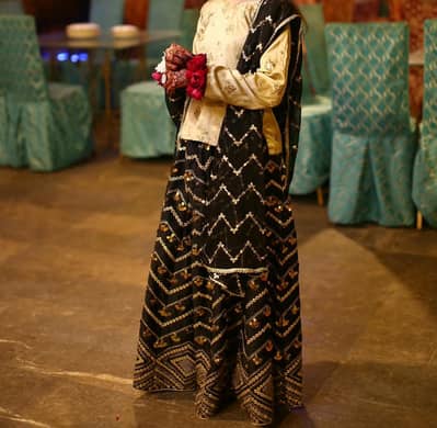 black Heavy Embroidered Lehenga -medium