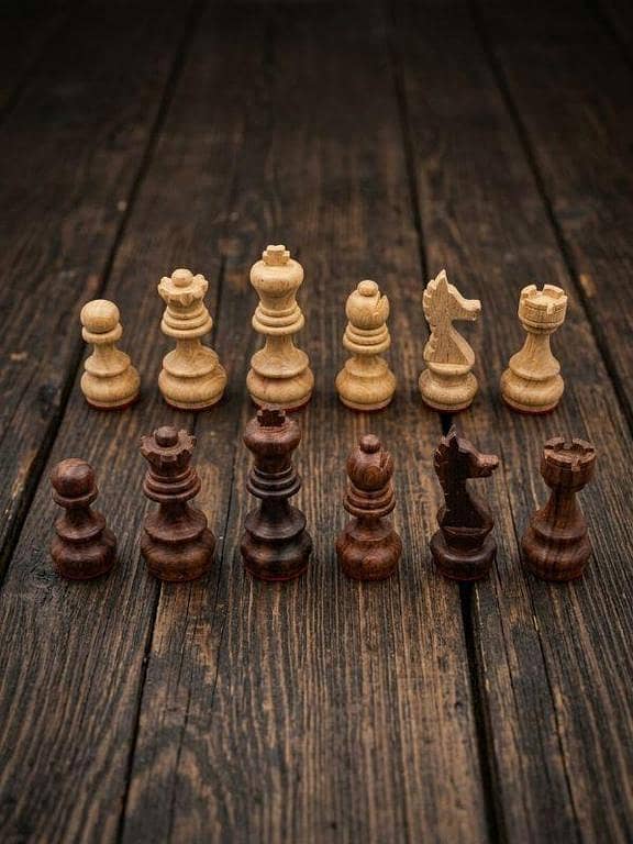 Handmade Wooden Chess Figures Only - Made in Pakistan - Sheesham Wood 32 Pcs Set - Hand Carved Chess Pieces
