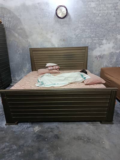 Pure wooden double bed one side table one dressing table one chester