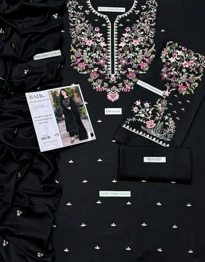 3pcs women unstitched Embroidery suit