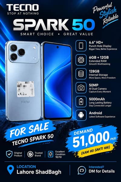 TECNO Spark 50, 128GB | 10/10 Condition | 10 Months Company Warranty