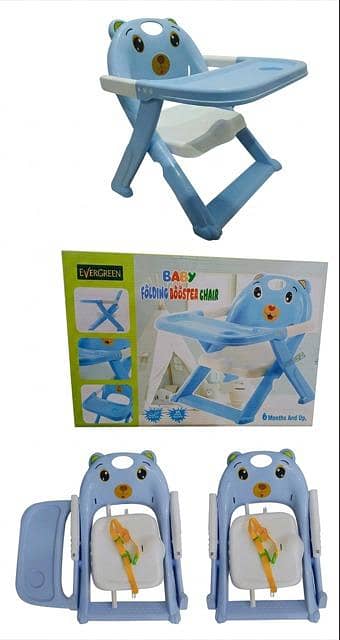 Baby Folding Booster Chair with Feeding Tray & Safety Harness