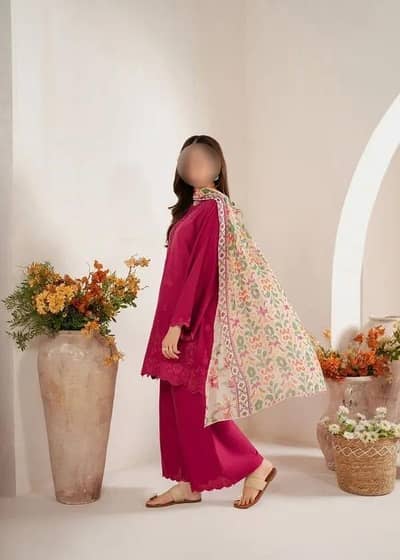 Women's Unstitched Chikankari Embroidered Suit
