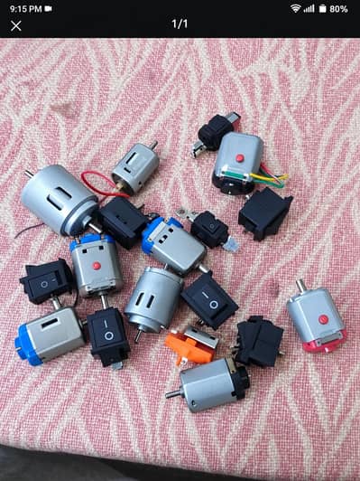 DC Motor Lot 8 Pcs + Switches - Used For DIY Science Project