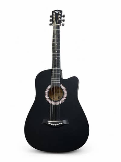 Black Acoustic Guitar – 6 Strings, Cutaway Body, Excellent Condition