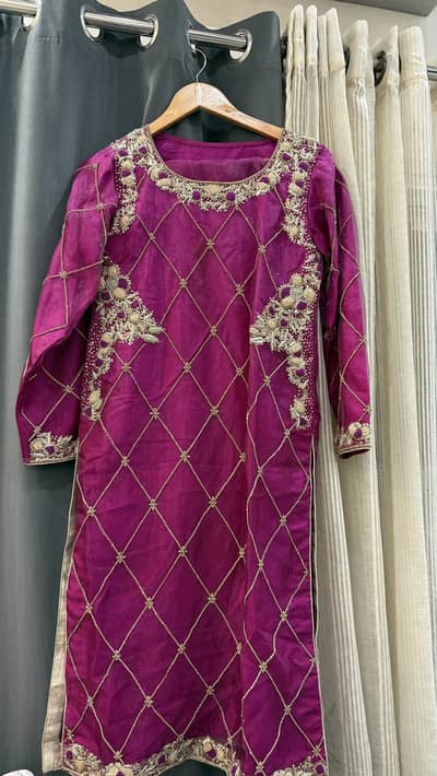 Fuchia pink embellished dress