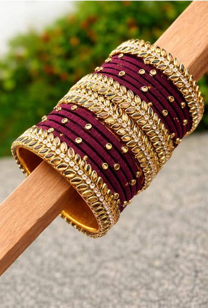Silk Thread Kundan Bangles 1