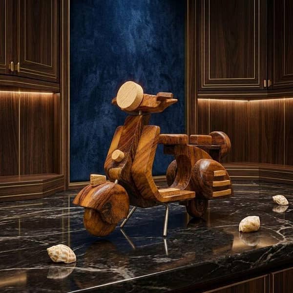 Sheesham Wood Scooter Model - Home Decor Scooter - Wooden Showpiece - Handmade Decoration Piece.