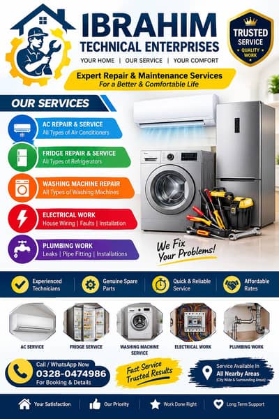 AC Repair Islamabad | Fridge Mechanic | Electrician | Plumber
