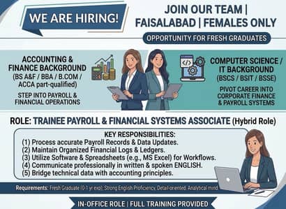 Accounting and Finance & Payroll Associate (Females Only)