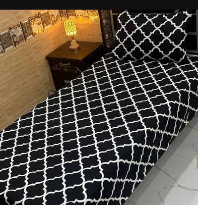 Royal Black & White Geometric Single Bedsheet Set