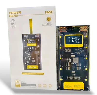 20000 MAH 66W FAST CHARGING TRANSPARENT POWER BANK-POWER BANK