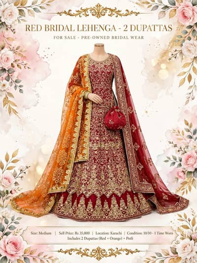 bridle lehnga chiffon & silk heavy zari embroidery 1 tiime use