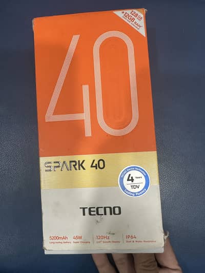 Techno spark 40 6+6 /128 complete box 45w charger