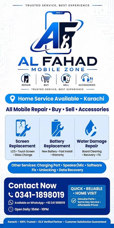 AL Fahad Mobile Zone Home Repair Service Contact Whatsapp 0341-1898019