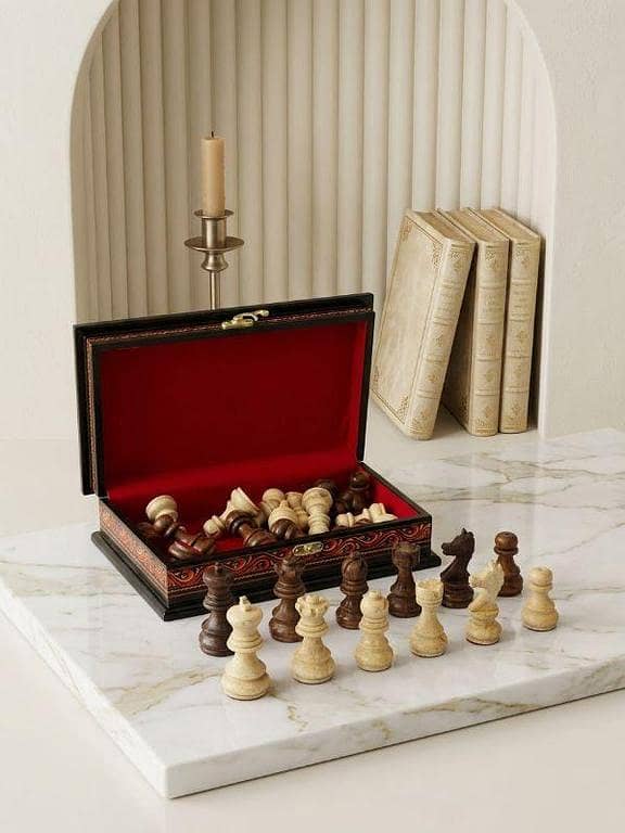 Premium Handmade Wooden Chess Pieces with Storage Box, Luxury Crafted Set, Sheesham Wooden Chess Figures