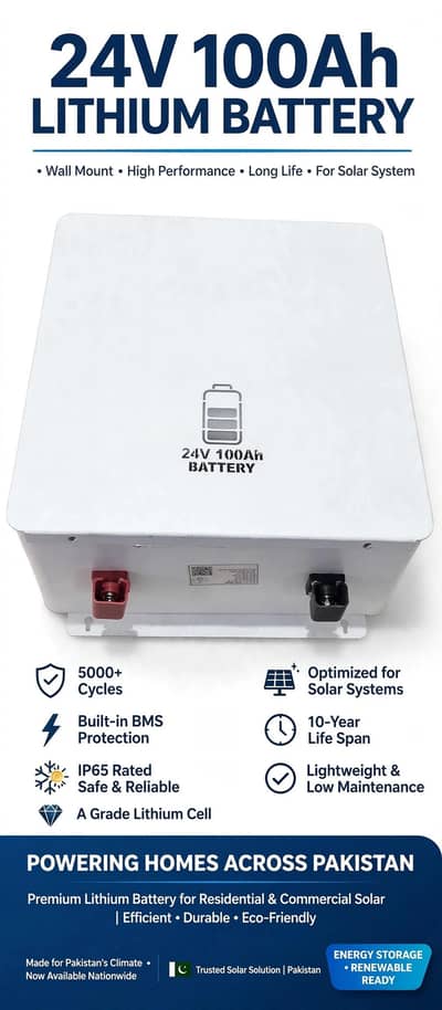 24 VOLT 100AH lithium battery. LIFEPO4