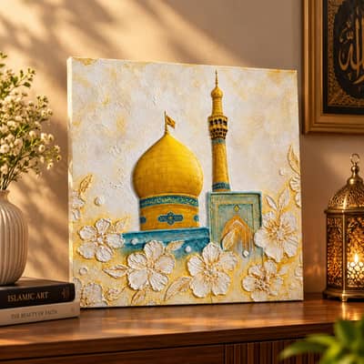 Handmade Luxury 3D Wall Art – The Golden Dome & Turquoise Design