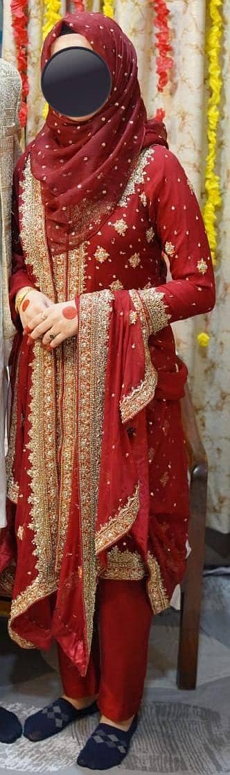 beautiful red chiffon bridal dress