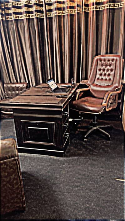 Office Table , Boss Chair and 5 wooden chairs