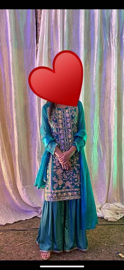 embroidery dress 3 peace sharara suit condition 10/10