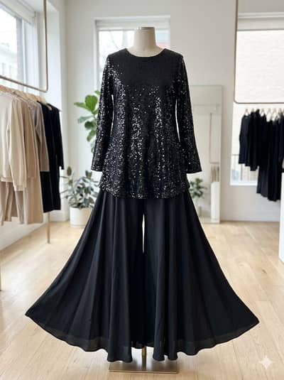 black shirt with silk flapper