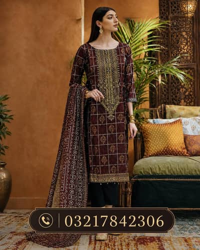 Embroidery shirt with wool shawl k sath