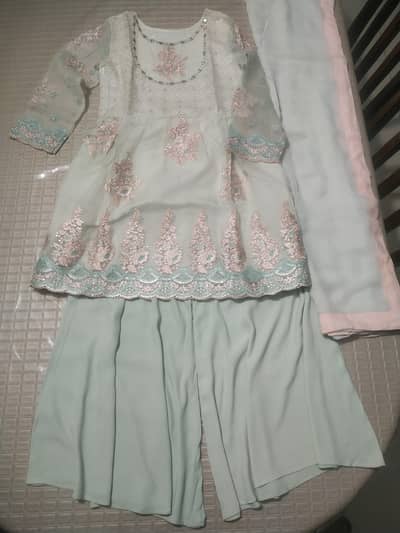 Organza Frok Suit with Dupatta and Trouser