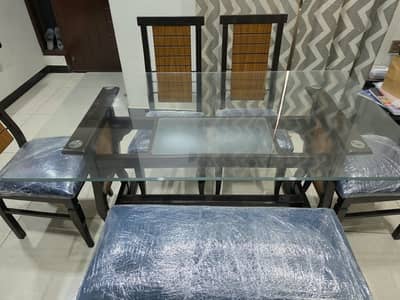 Dining Table Set-4 Chairs & 2 Seater Bench