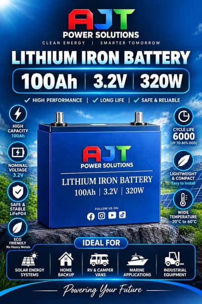 AJT Lithium phosphate cell's 100Ah-3.2V