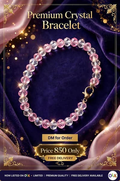 Premium Pink & White Crystal Bracelet - Elegant & Stylish