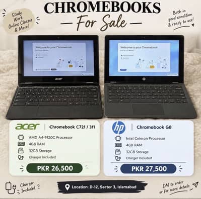 Chromebook G8 Intel Celeron Processor 4GB RAM 32GB Storage