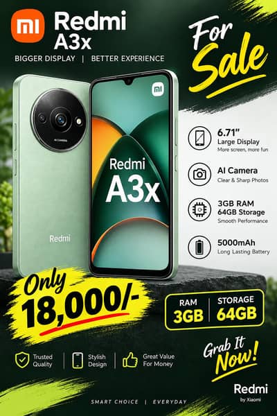 Redmi A3x For Sale Price only 18,000