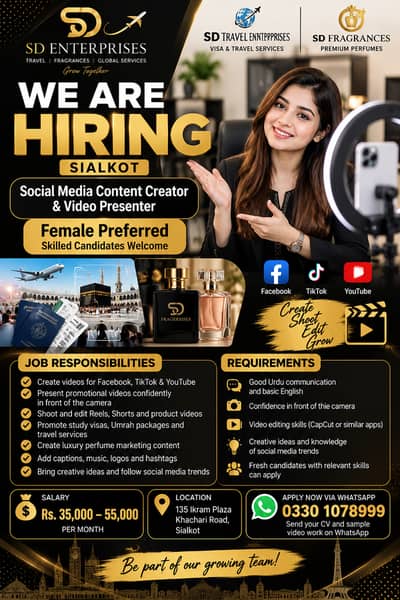 Social Media Content Creator & Video Editor Required