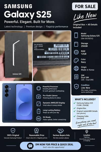 Samsung Mobile S25 - 12GB RAM | 256GB Storage