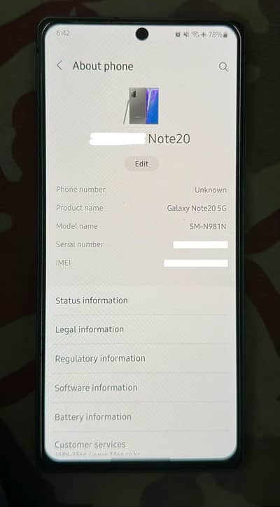 Samsung Mobile Note 20