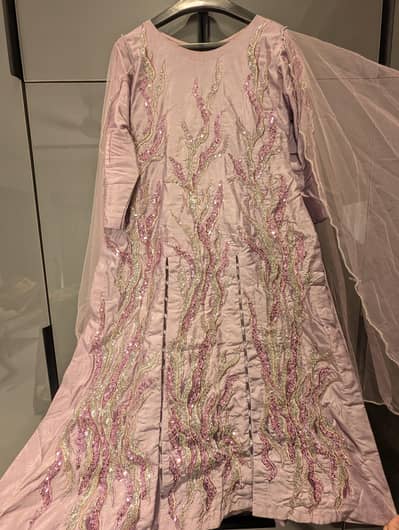 Lilac Raw Silk Double Slit Dress