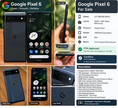 Google Pixel 6 | PTA Approved | 10/9 Condition | Excellent Camera